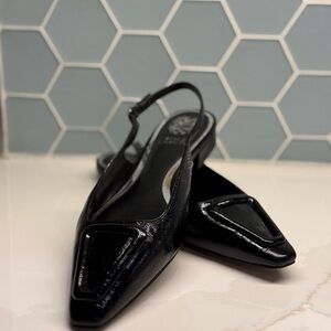 Vince Camuto Black Patent Slingback Flats